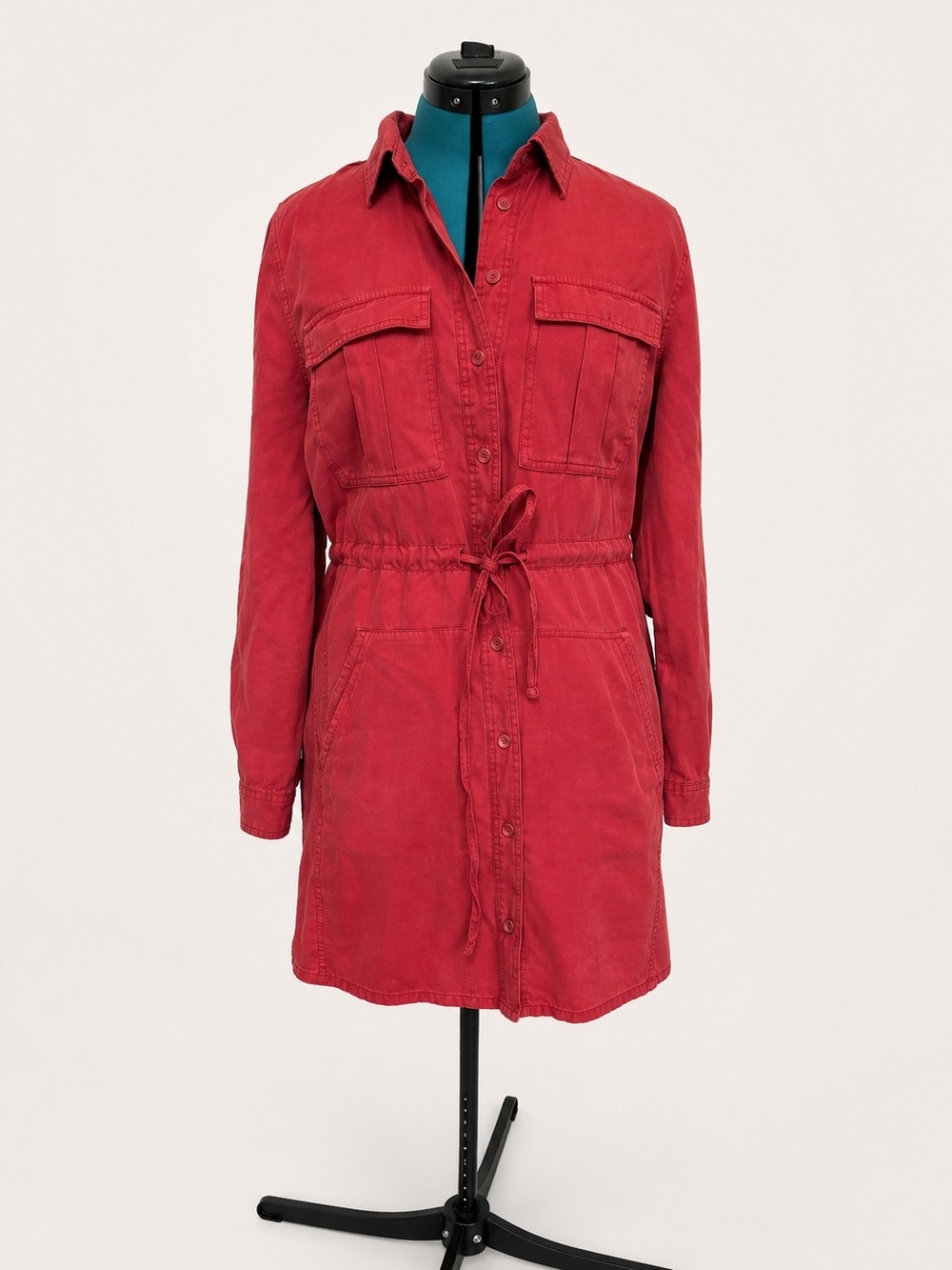 Velvet Heart Red Drawstring Utility Jacket Dress